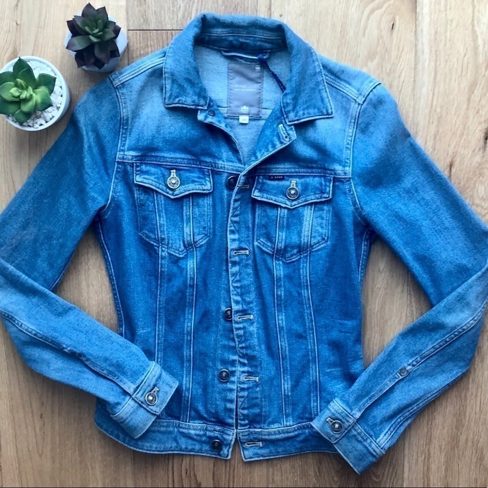 G-STAR  Light blue button front  Slim Denim Jacket - XS